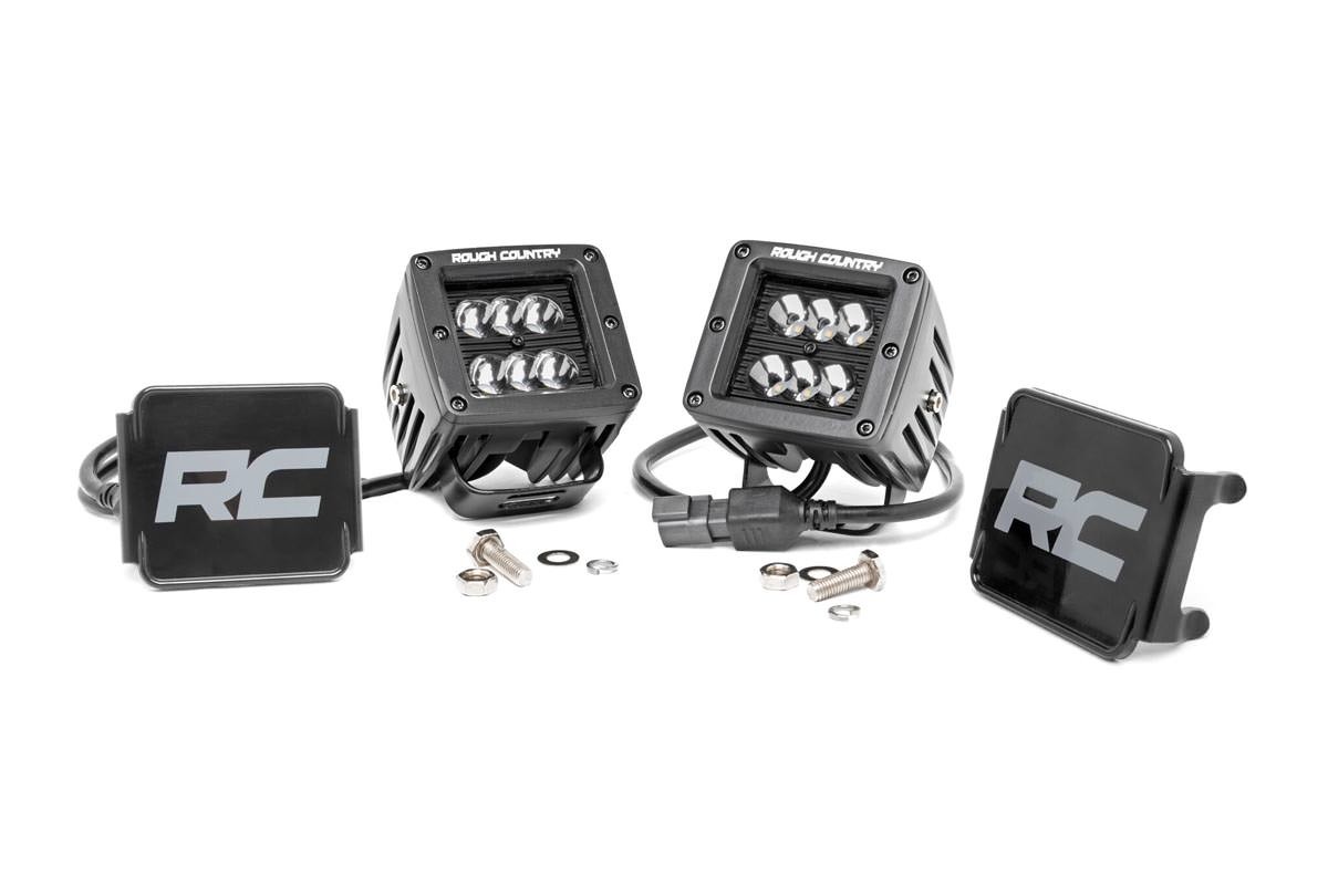 2in Square CREE Rough Country Black Series LED Fog Lights 